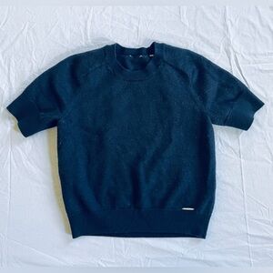 Elle Short Sleeve Wool Navy Sweater size Small